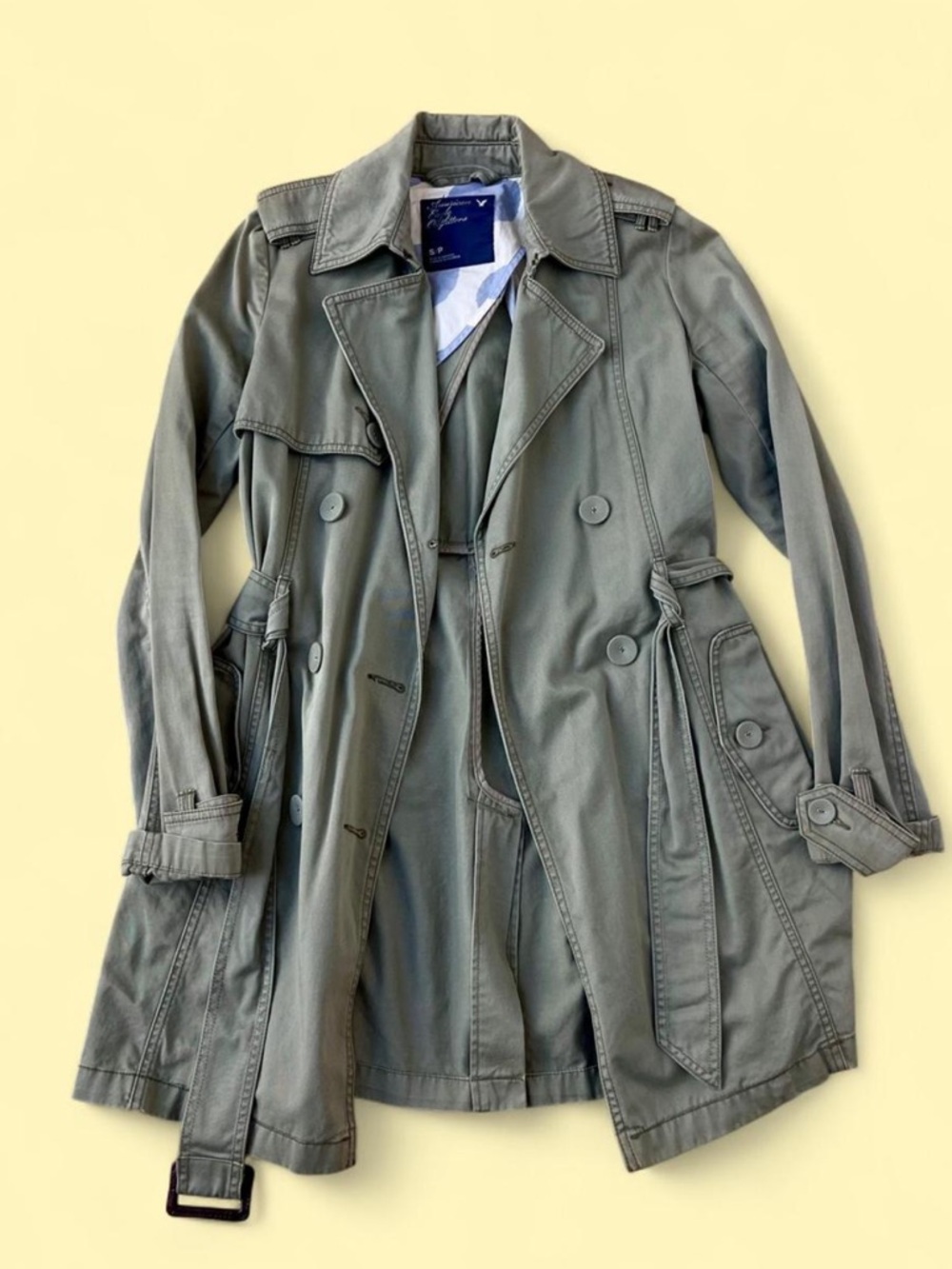 American Eagle Outfitters Olive Trench Coat